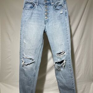 We The Free by Free People Distressed Button-Fly Jeans